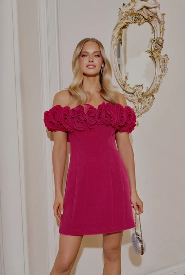 Graft - pink mini dress with floral embellishment